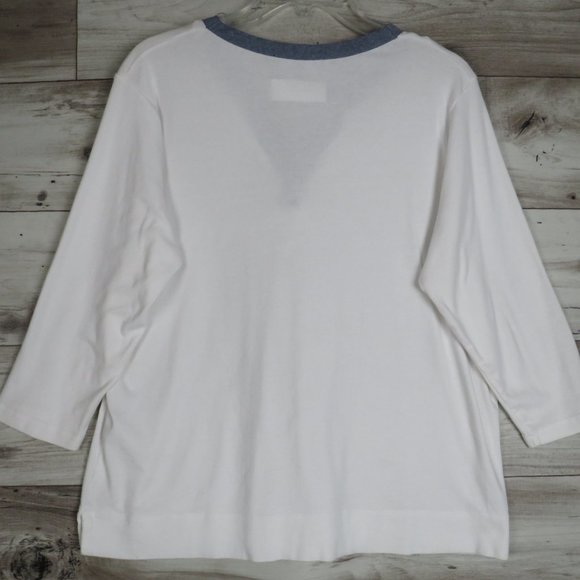 Jones NY* Women's 3/4 Sleeve V-Neck 1/4 Button Down‎ Straight Hem Shirt~ 1X - Picture 2 of 11